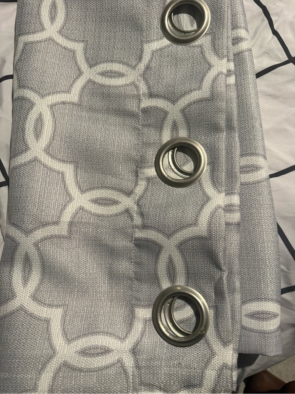 The Big One Gray Geometric Grommet Curtain Panels